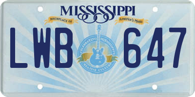 MS license plate LWB647