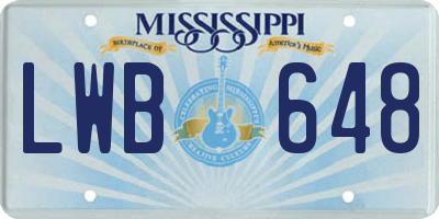 MS license plate LWB648