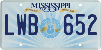 MS license plate LWB652