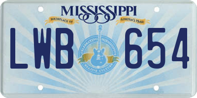 MS license plate LWB654