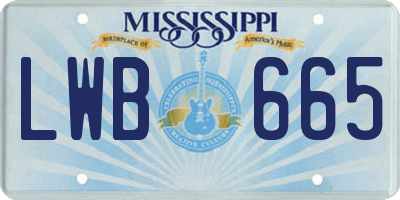 MS license plate LWB665