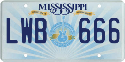 MS license plate LWB666