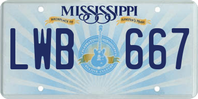 MS license plate LWB667