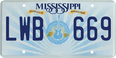 MS license plate LWB669