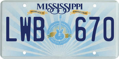 MS license plate LWB670