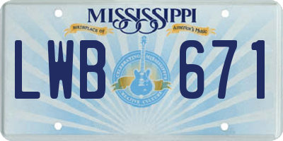MS license plate LWB671