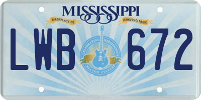 MS license plate LWB672