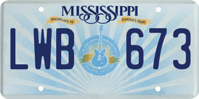 MS license plate LWB673