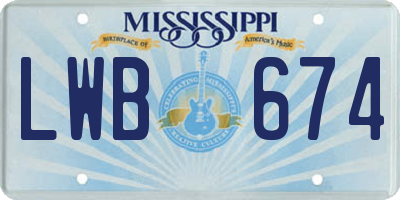 MS license plate LWB674