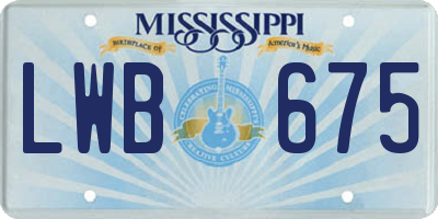 MS license plate LWB675