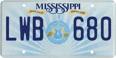 MS license plate LWB680