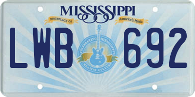 MS license plate LWB692