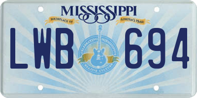 MS license plate LWB694