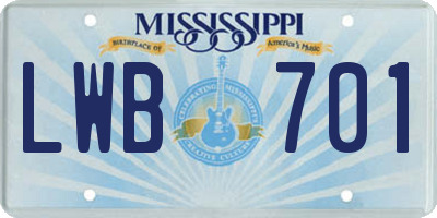 MS license plate LWB701