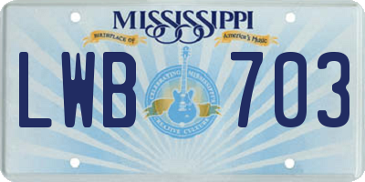 MS license plate LWB703