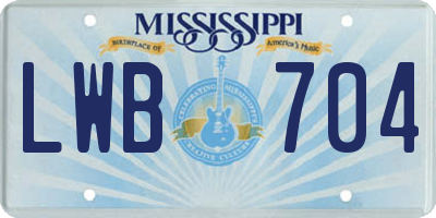 MS license plate LWB704