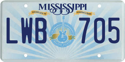 MS license plate LWB705