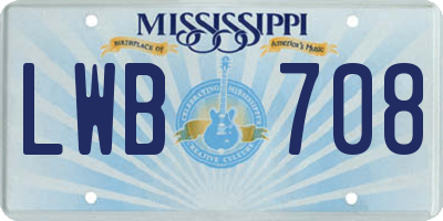 MS license plate LWB708