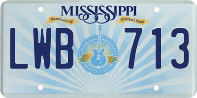 MS license plate LWB713