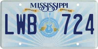 MS license plate LWB724