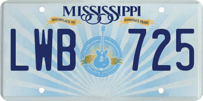 MS license plate LWB725