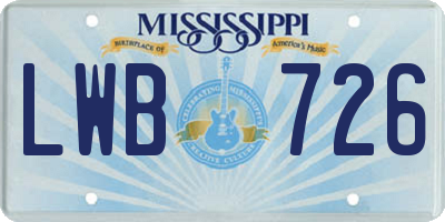 MS license plate LWB726