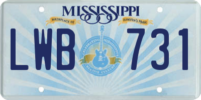 MS license plate LWB731