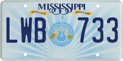 MS license plate LWB733