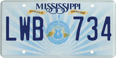 MS license plate LWB734