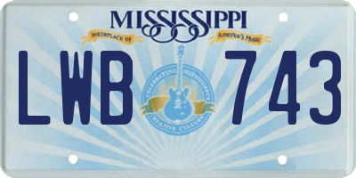 MS license plate LWB743