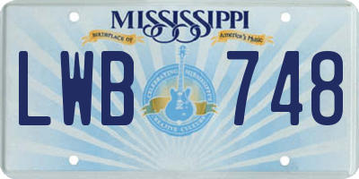 MS license plate LWB748