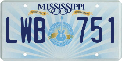 MS license plate LWB751