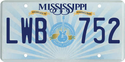 MS license plate LWB752