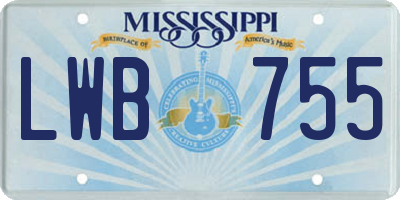 MS license plate LWB755