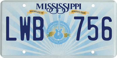 MS license plate LWB756