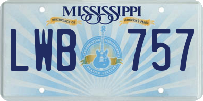MS license plate LWB757
