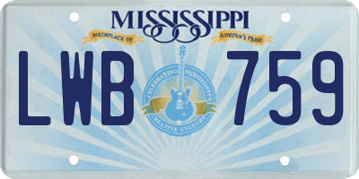 MS license plate LWB759