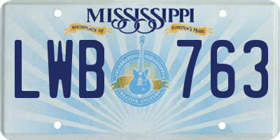 MS license plate LWB763