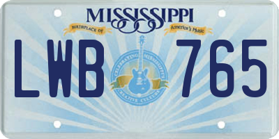 MS license plate LWB765