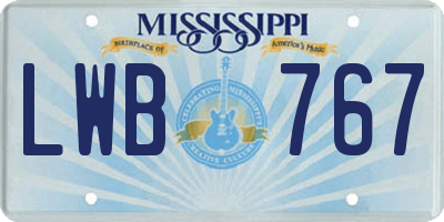 MS license plate LWB767