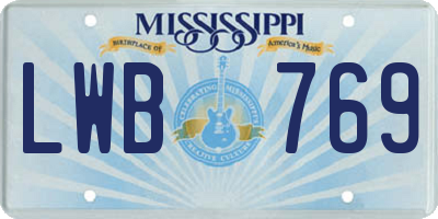 MS license plate LWB769