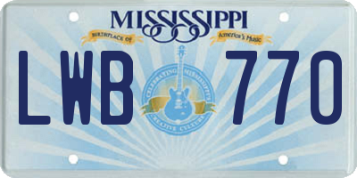 MS license plate LWB770