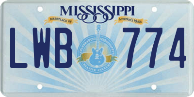 MS license plate LWB774