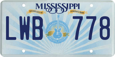 MS license plate LWB778