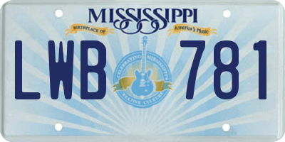 MS license plate LWB781