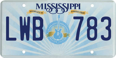 MS license plate LWB783