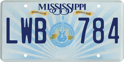 MS license plate LWB784