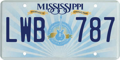MS license plate LWB787