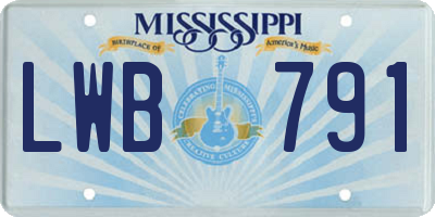 MS license plate LWB791
