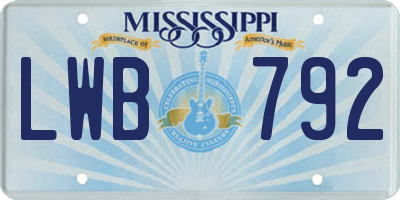 MS license plate LWB792